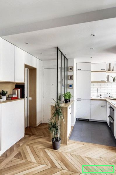 Пример зонирования кухни-couloir в квартире-студии