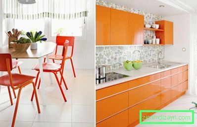 Vert et orange à l'intérieur de la cuisine