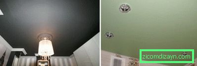 Plafond tendu satiné dans la cuisine - noir et vert