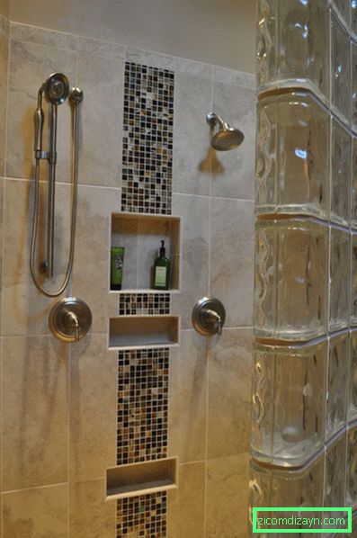 salle de bains-intéressant-moderne-verre-diviseur-avec-brun clair-céramique-carreaux-pour-murs-et-plancher-de-salle de bains-petits-conceptions-idées-avec-étagères-élégant-et- robinet-carrelage-douche-idées